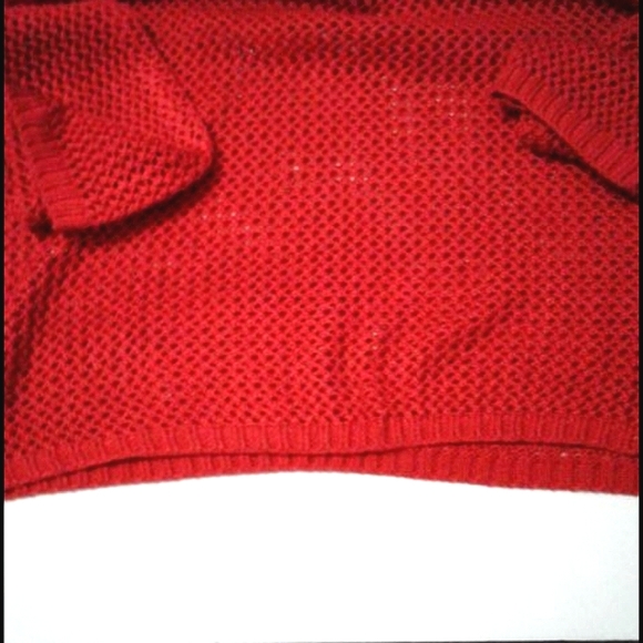 Vintage BFA Classics 90's Red Open-Knit Long Sleeve Oversized Boxy Sweater - Picture 5 of 6